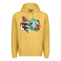Antique Gold cowhide leopard turquoise patch Premium Hoodie - AdoDesignShop