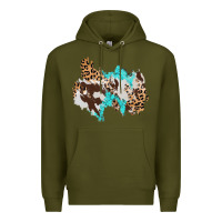 Cowhide Leopard Turquoise Patch Premium Hoodie | Teevron