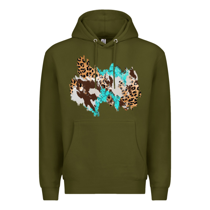 Cowhide Leopard Turquoise Patch Premium Hoodie by AdoDesignShop | Teevron