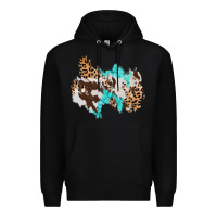 Black cowhide leopard turquoise patch Premium Hoodie - AdoDesignShop