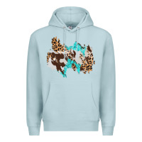 Blue Mist cowhide leopard turquoise patch Premium Hoodie - AdoDesignShop