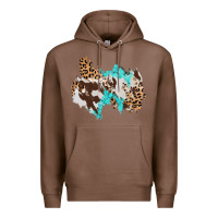 Chestnut cowhide leopard turquoise patch Premium Hoodie - AdoDesignShop