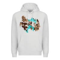 Dove Grey cowhide leopard turquoise patch Premium Hoodie - AdoDesignShop