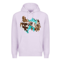 Lilac cowhide leopard turquoise patch Premium Hoodie - AdoDesignShop