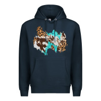 Navy cowhide leopard turquoise patch Premium Hoodie - AdoDesignShop