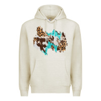 Oatmeal Heather cowhide leopard turquoise patch Premium Hoodie - AdoDesignShop