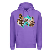 Purple cowhide leopard turquoise patch Premium Hoodie - AdoDesignShop