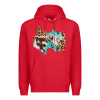 Red cowhide leopard turquoise patch Premium Hoodie - AdoDesignShop