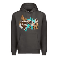 Smoke cowhide leopard turquoise patch Premium Hoodie - AdoDesignShop