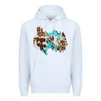 White cowhide leopard turquoise patch Premium Hoodie - AdoDesignShop