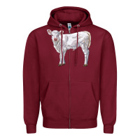 Burgundy charolais calf Zipper Hoodie - LillyAllenDesigns