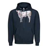 Navy charolais calf Zipper Hoodie - LillyAllenDesigns