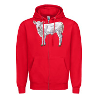 Red charolais calf Zipper Hoodie - LillyAllenDesigns
