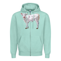 Seafoam charolais calf Zipper Hoodie - LillyAllenDesigns