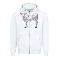 White charolais calf Zipper Hoodie - LillyAllenDesigns