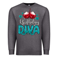 Charcoal Heather birthday diva turquoise Premium Sweatshirt - MaliasSmallBusiness