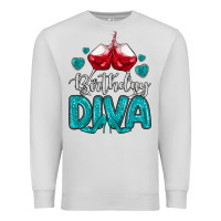 Dove Grey birthday diva turquoise Premium Sweatshirt - MaliasSmallBusiness