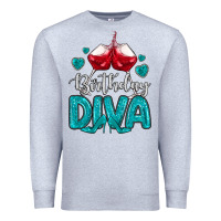 Heather Grey birthday diva turquoise Premium Sweatshirt - MaliasSmallBusiness