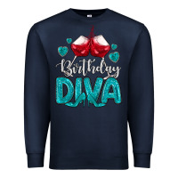 Navy birthday diva turquoise Premium Sweatshirt - MaliasSmallBusiness