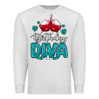 Oatmeal Heather birthday diva turquoise Premium Sweatshirt - MaliasSmallBusiness