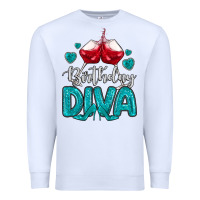 White birthday diva turquoise Premium Sweatshirt - MaliasSmallBusiness