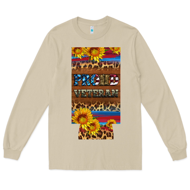 Proud Veteran 12 Oz Slim Can Cooler Long Sleeve Tee by Artiststas | Teevron