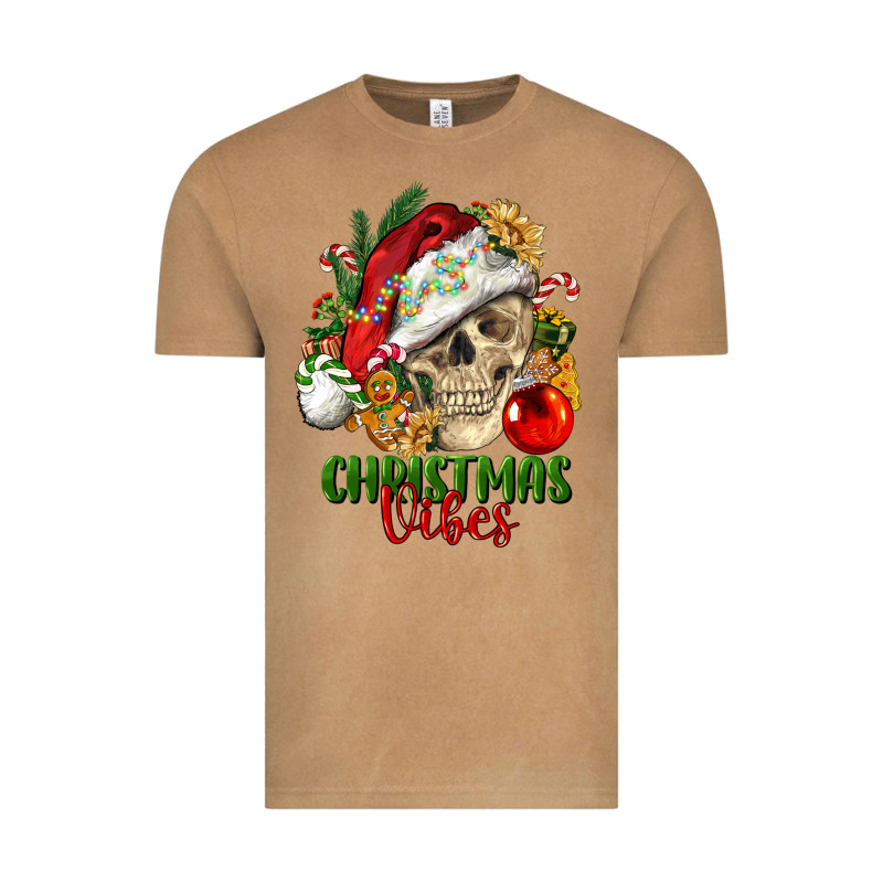 Christmas Vibes Human Skull Vintage Tee by FaDigitalArtStudio | Teevron