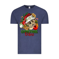 Vintage Denim Christmas Vibes Human Skull Vintage Tee - FaDigitalArtStudio
