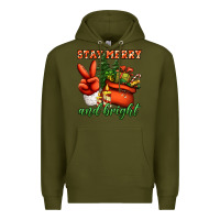 Army Green stay merry and bright peace hand Premium Hoodie - Jasminsmagicworld