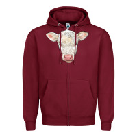 Burgundy charolais calf face Zipper Hoodie - LillyAllenDesigns