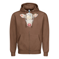 Chestnut charolais calf face Zipper Hoodie - LillyAllenDesigns
