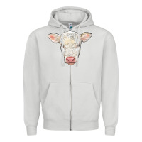 Dove Grey charolais calf face Zipper Hoodie - LillyAllenDesigns