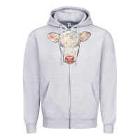 Heather Grey charolais calf face Zipper Hoodie - LillyAllenDesigns