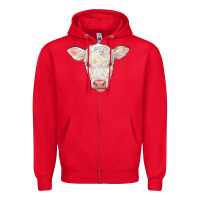 Red charolais calf face Zipper Hoodie - LillyAllenDesigns