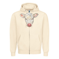 Sandshell charolais calf face Zipper Hoodie - LillyAllenDesigns