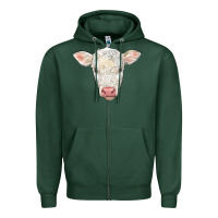 Sports Green charolais calf face Zipper Hoodie - LillyAllenDesigns