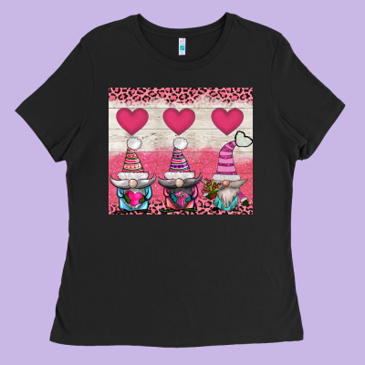 V.d 3 Gnomes And Hearts Ladies Tee Designed By Adodesignshop