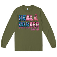 Army Green heal cancer with cancer ribbon Long Sleeve Tee - AdoDesignShop