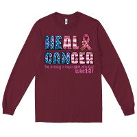 Burgundy heal cancer with cancer ribbon Long Sleeve Tee - AdoDesignShop