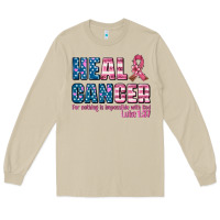 Mushroom heal cancer with cancer ribbon Long Sleeve Tee - AdoDesignShop