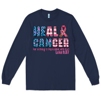 Navy heal cancer with cancer ribbon Long Sleeve Tee - AdoDesignShop