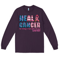 Plum heal cancer with cancer ribbon Long Sleeve Tee - AdoDesignShop