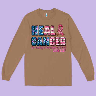Heal Cancer With Cancer Ribbon Long Sleeve Tee Designed By Adodesignshop