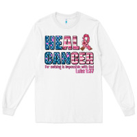 White heal cancer with cancer ribbon Long Sleeve Tee - AdoDesignShop