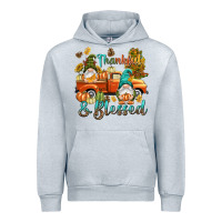 Heather Grey Fall Thankful and blessed Urban Hoodie - NancyCooperArtShop