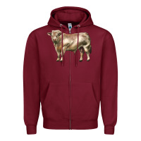 Burgundy charolais bull Zipper Hoodie - LillyAllenDesigns