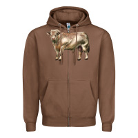Chestnut charolais bull Zipper Hoodie - LillyAllenDesigns