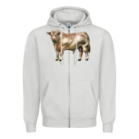 Dove Grey charolais bull Zipper Hoodie - LillyAllenDesigns