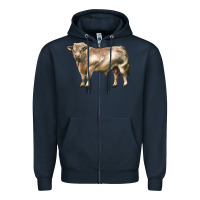 Navy charolais bull Zipper Hoodie - LillyAllenDesigns