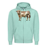 Seafoam charolais bull Zipper Hoodie - LillyAllenDesigns